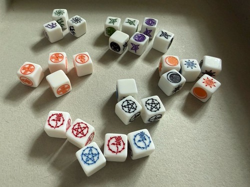 Thematic Fate Fudge Dice Kickstarter Cthulhu Ehrdrigohr Rose Pentragram Sun Moon
