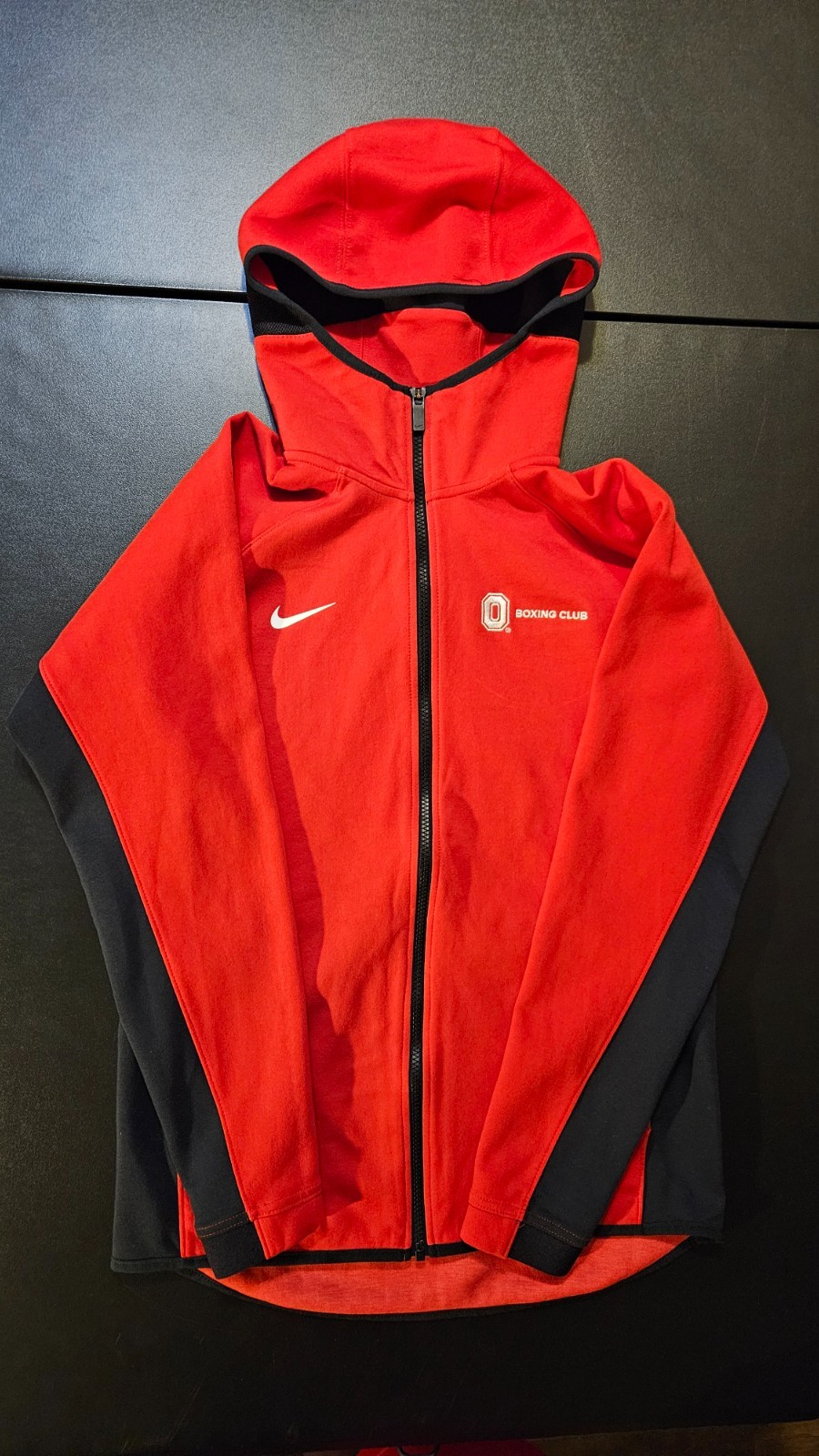 SACAI X NIKE Ohio State Buckeyes Boxing Club Nike Showtime Full Zip Felpa con Cappuccio Giacca Uomo S Rosso