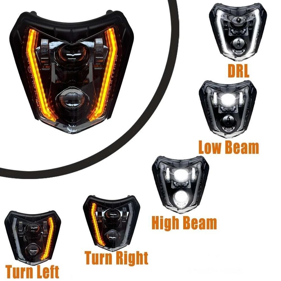 For KTM EXC / EXC-F EXCF 125 200 250 450 500 300 350 LED Headlight w/turn signal - Image 2 of 4