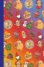 Capybara Holiday Christmas kawaii style notebook, 100 blank pages, 6x9 inches, g