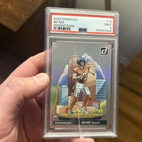 2024 Panini Donruss - Downtown! Bo Nix #19 (RC) PSA 9 CRACKED CASE SEE PIC