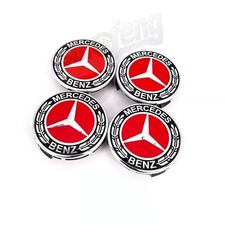 4X For Mercede Benz Classic RED Wheel Rim Cover HubCaps Emblem 75MM Badge