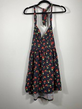 Urban Outfitters Cherry Print Halter Dress Polka Dot Linen Blend S/P