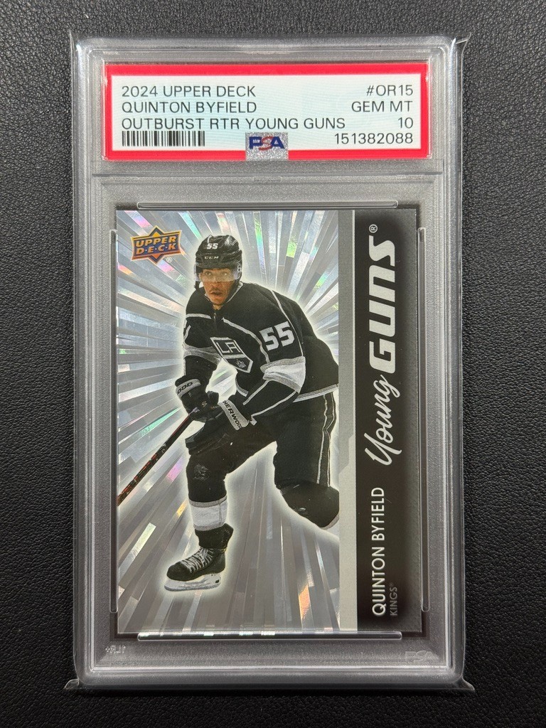 Quinton Byfield 2024-25 Upper Deck Young Guns Outburst Retro RC  PSA 10 POP 1