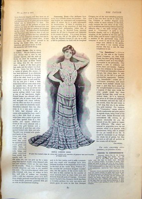 Antikes altes schlichtes Abendkleid mit Druck Golf California Bunker Los Angeles 1902