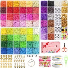 Clay Beads Bracelet Making Kit with 16000 Pcs in 60 Colors for Kids
