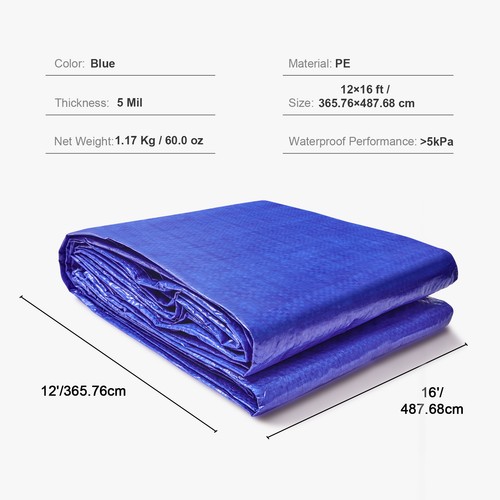 Abdeckplane PE Gewebeplane Schutzplane Holzplane 365,76x487,7cm Blau - Zdjęcie 7 z 12