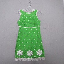 Vintage Lilly Pulitzer Dress 2 Kelly Green Eyelet Embroidered Lace Floral Preppy