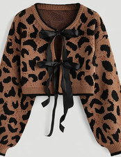 Sexy Damen-Strickjacke mit Leopardenmuster, e...