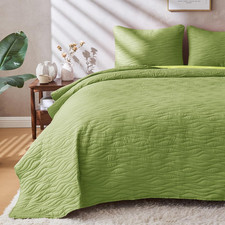 King Size Grass Green Comforter Set, Lightweight Summer Quilt Set, Soft  Breath