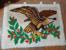 Bald Eagle Greenery Vintage Tapestry/Latch Hook Rug 28" 21"