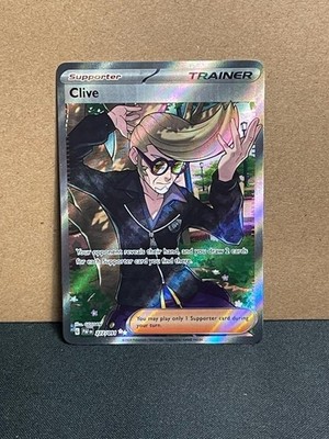 Clive 227/091 Full Art Holo Ultra Rare Pokemon Paldean Fates NM