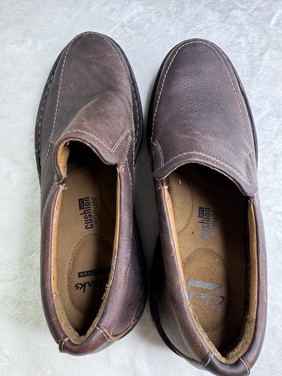Clarks Mens Nature Size 11 Walk Brown Leather Casual Slip-On Loafer Shoes View 6