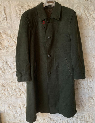 Vintage Steinbock Tiroler Loden pure wool classic olive green over coat 46R XL