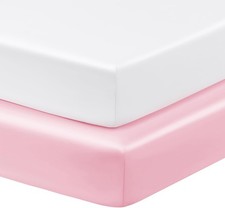 2 Pack Satin Pack n Play Sheets for Baby with Sensitive Hair and Skin, Silky