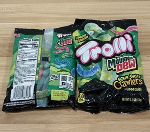 Lot Of 2 Trolli Mountain Dew Sour Brite Crawlers Gummy Worm Candy 6.3 oz