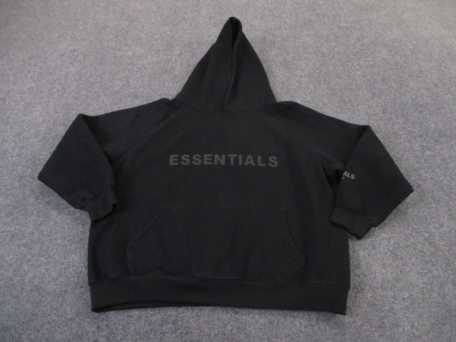 Felpa con Cappuccio Fear of God Uomo M Nera Essentials Logo Pullover Palestra FOG