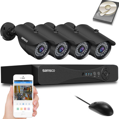 SANSCO 5MP 8 Kanal DVR Outdoor CCTV Kamerasystem mit 1TB Festplatte, 4x
