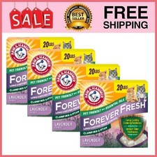 4 Box Forever Fresh Clumping Cat Litter, Lavender Essential Oils, 20 lb Box