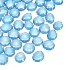 Glass Beads,100pcs Flat Glass Gemstone Deep Sea Blue 1.1lbs Glass Marbles
