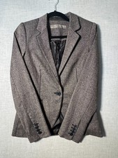 Zara Basic Blazer Womens Small Brown Tweed Career Jacket Fitted