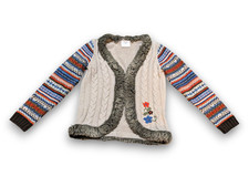 Hanna Andersson Faux Fur Cable Knit Cardigan Sweater Embroidered Girls 130 US 8