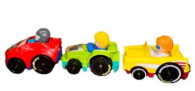 Fisher Price Little People Wheelies Lot Of 3 Race Cars Tractor Skyway Toys