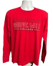 Grove City College Long Sleeve Shirt Adult Medium Red Front Graphic Soft Tee