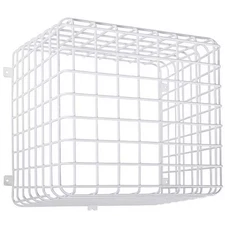 Wire Cage, Steel, Surface Mount, 12 in W x 12 in H x 12 in D, White Safety