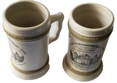2 German Stein Mugs - 36.Int Volkswandertage 2006 Wanderer Grombach e.v. October