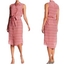 Equipment Femme Tegan Silk Sleeveless Midi Shirt Dress Ditsy Red Floral Medium