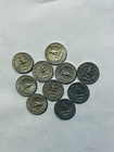 1964 Washington Quarters 10 Coin Lot. 90% Silver.