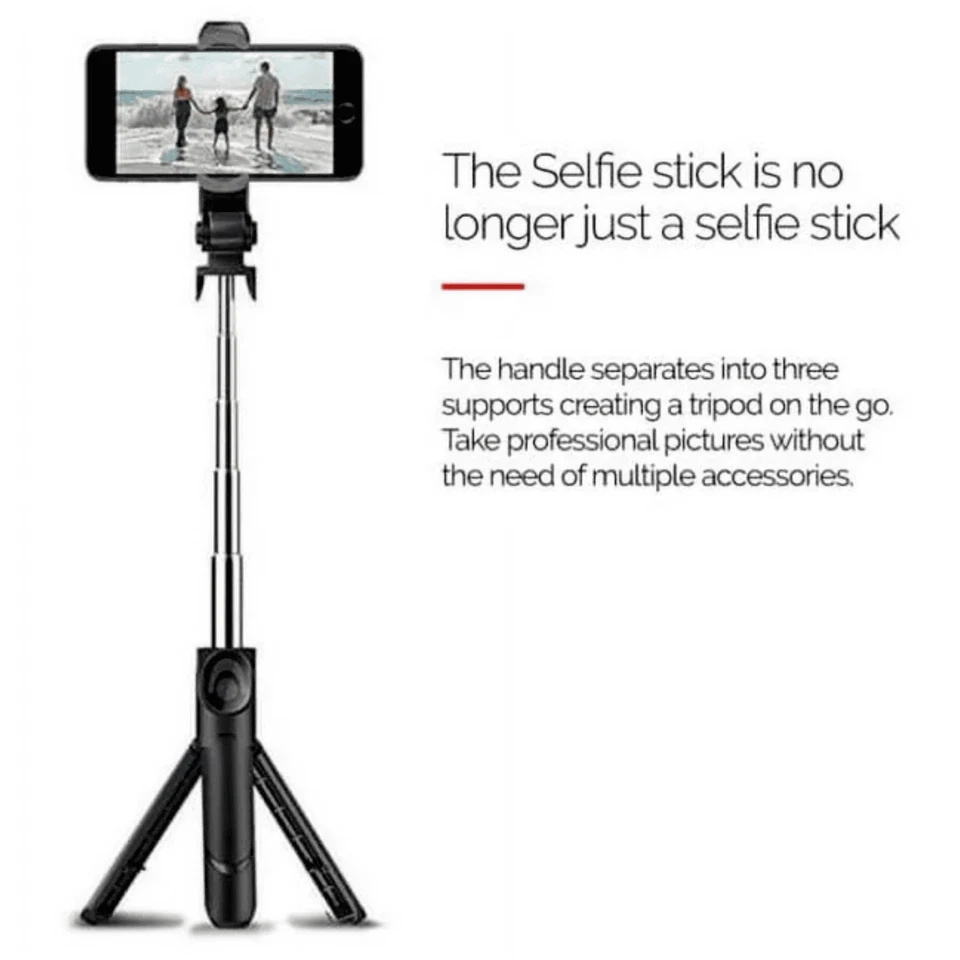 Trípode Monopie Palo Selfie Extensible + Control Remoto Bluetooth Desmontable Gira 360° Foto 2 de 4