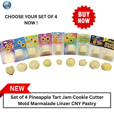 Set of 4 Pineapple Tart Jam Cookie Cutter Mold Marmalade Linzer EID Pastry