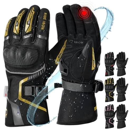 RIDEIRON Winter Motorcycle Gloves for Men & Women Waterproof Warm Cold Weathe... - product listing photo