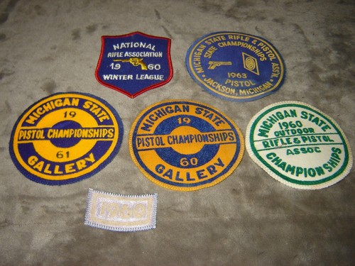 Michigan State Pistol Championship 6 Patches 1960-1963 Very Good Condition Lot