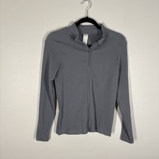 Fabletics Women L Stormcloud Full Zip Lightweight Ribbed Seamless Jacket