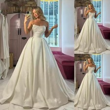 Fashionable Bridal Dress For Women Strapless Slit Backless Appliques Sleeveless