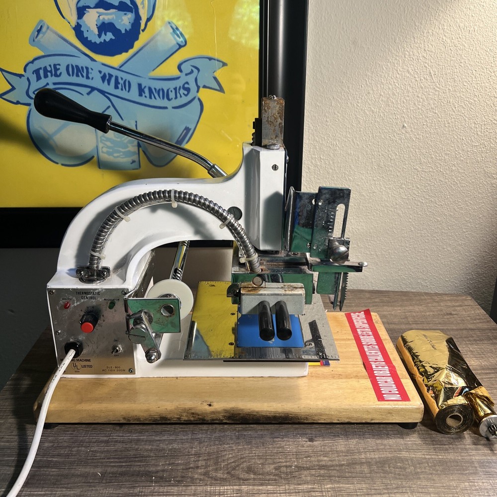 SLE HOT FOIL STAMPING MACHINE M-800 VINTAGE WORKS GREAT With Gold Foil