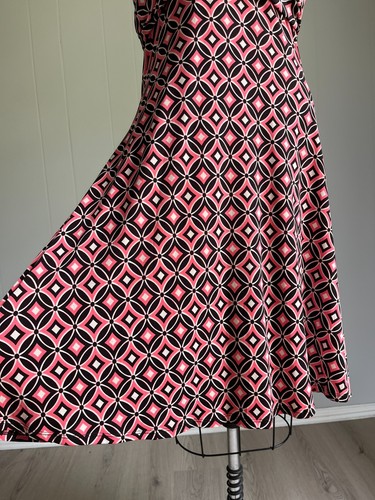 Vintage Y2K My Michelle Neckholder Kleid Large Stretchig Rosa Braun Geometrisch Funky - Bild 4 von 15