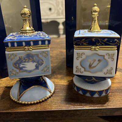 Dillards Trimmings Dreidel Table Top Hinged Trinket Boxes New In Boxes Set of 2