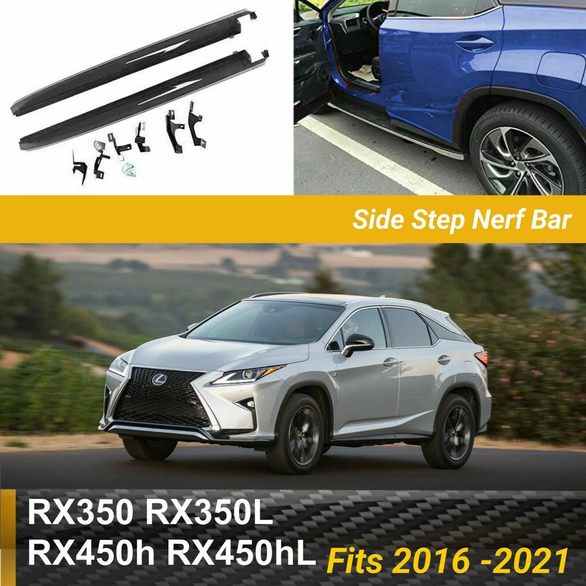 Fits 2016-2021 Lexus RX 350 450h Running Boards Side Step Pedal