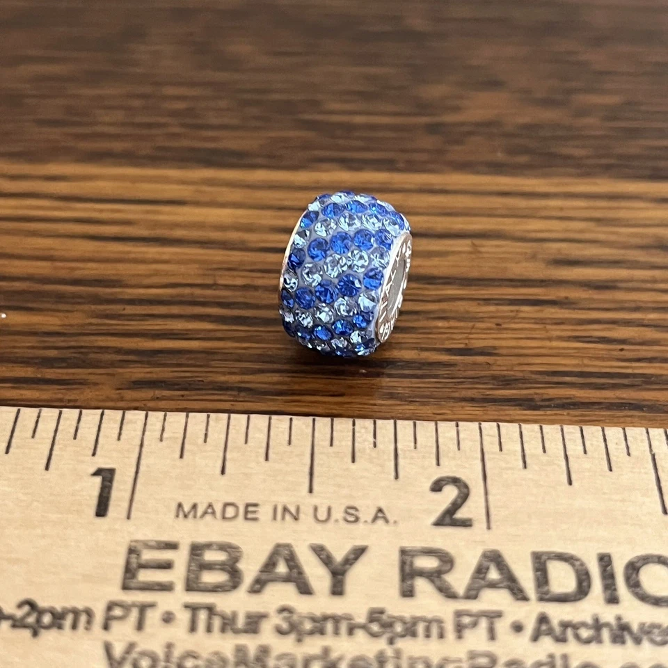 Dije a rayas de cristal azul cuentas de agujero grande plata de ley .925 Carlo Biagi Foto 4 de 4