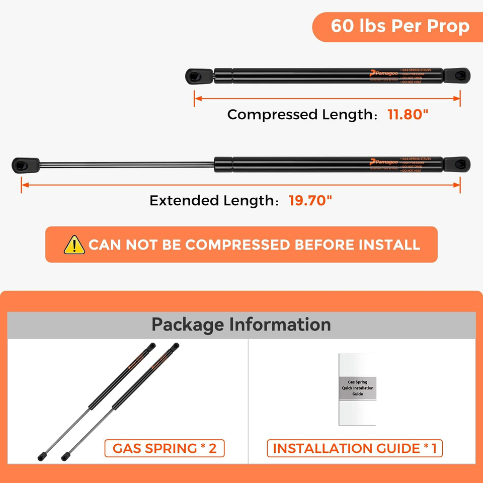 C1608260 20 inch 60 lbs Gas Struts C1608260 20" Gas Spring Tanning Bed