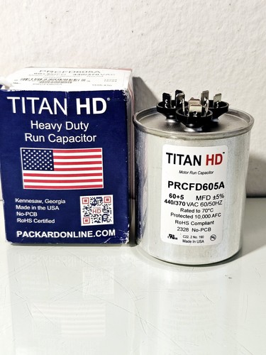 PRCFD605A Titan HD Capacitor 60 + 5 MFD 440/370 VAC Made in USA