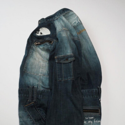 PPFM ARCHIVE Y2K Skull Embroidered Bondage Denim Jumpsuit