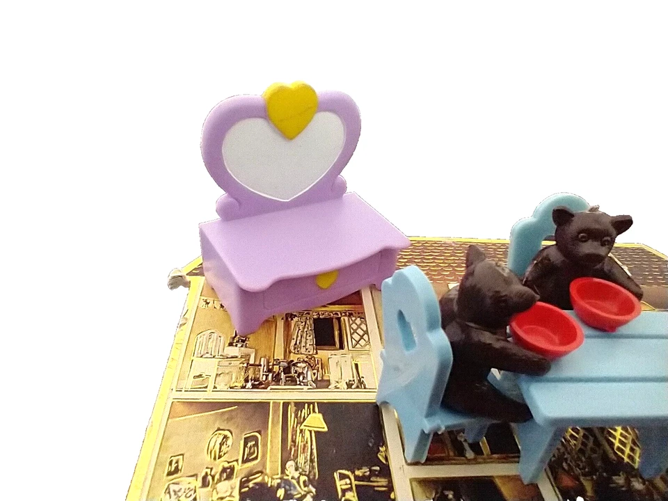 De colección 1981 D. Shackman & Co. 3 osos de plástico con mesa, sillas, etc. Foto 4 de 4