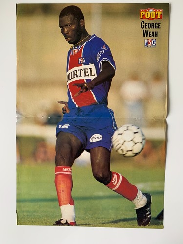 RARE DOUBLE POSTER DOUBLE-SIDED GEORGE WEAH PAOLO MALDINI REYNALD PEDROS