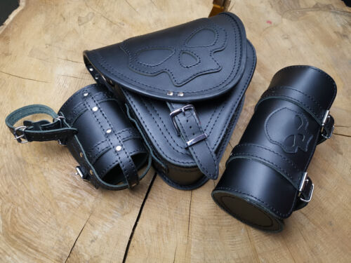 Swingarm Bag Diablo Skull Set incl. Tool Roll suitable for Harley Davidson - Picture 2 of 12