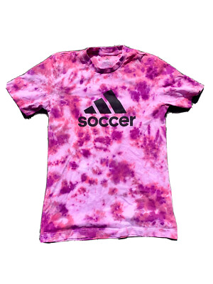 Custom Tie Dye adidas Soccer Logo Tee Men's Size Small